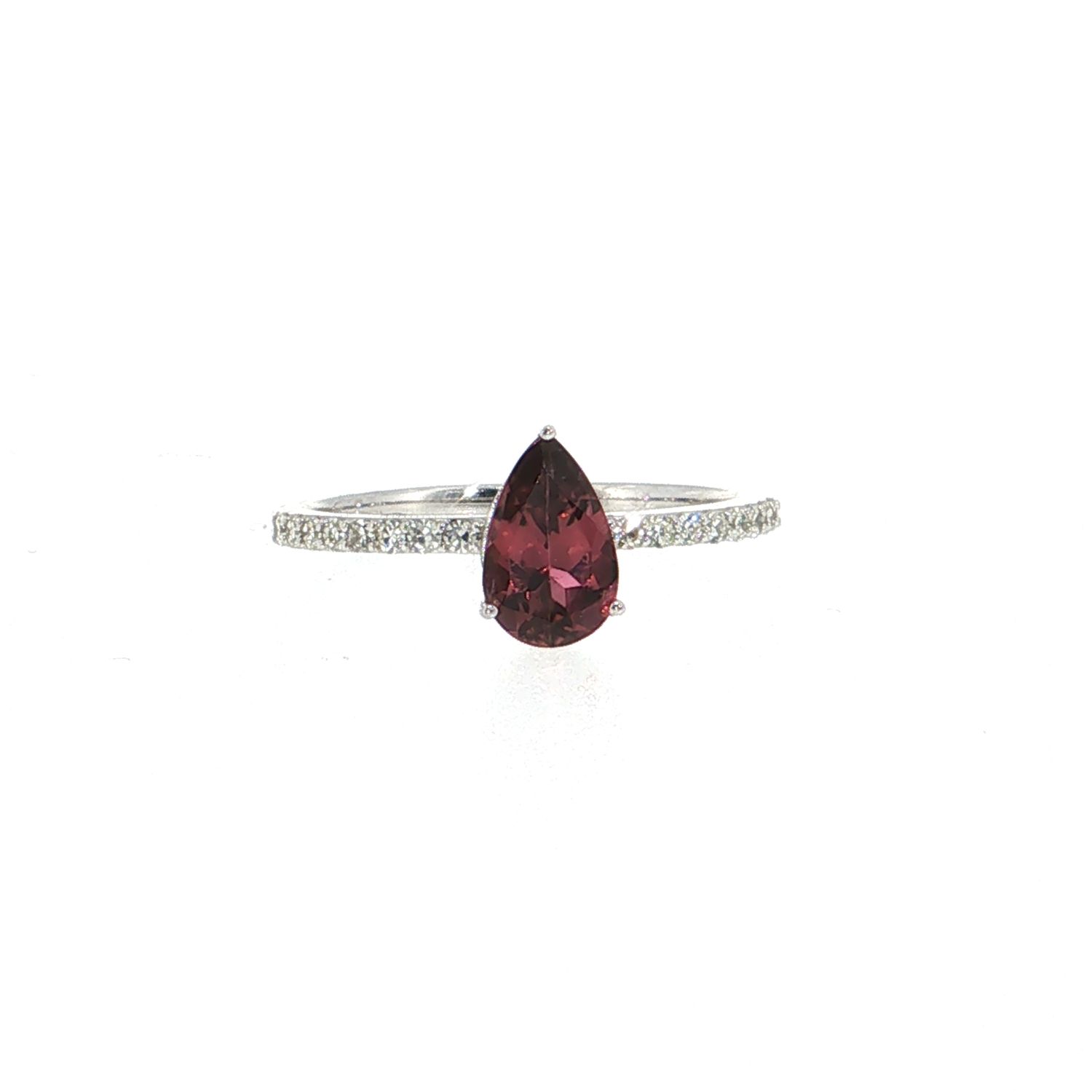 Anillo Turmalina Rosa Gota y Diamantes