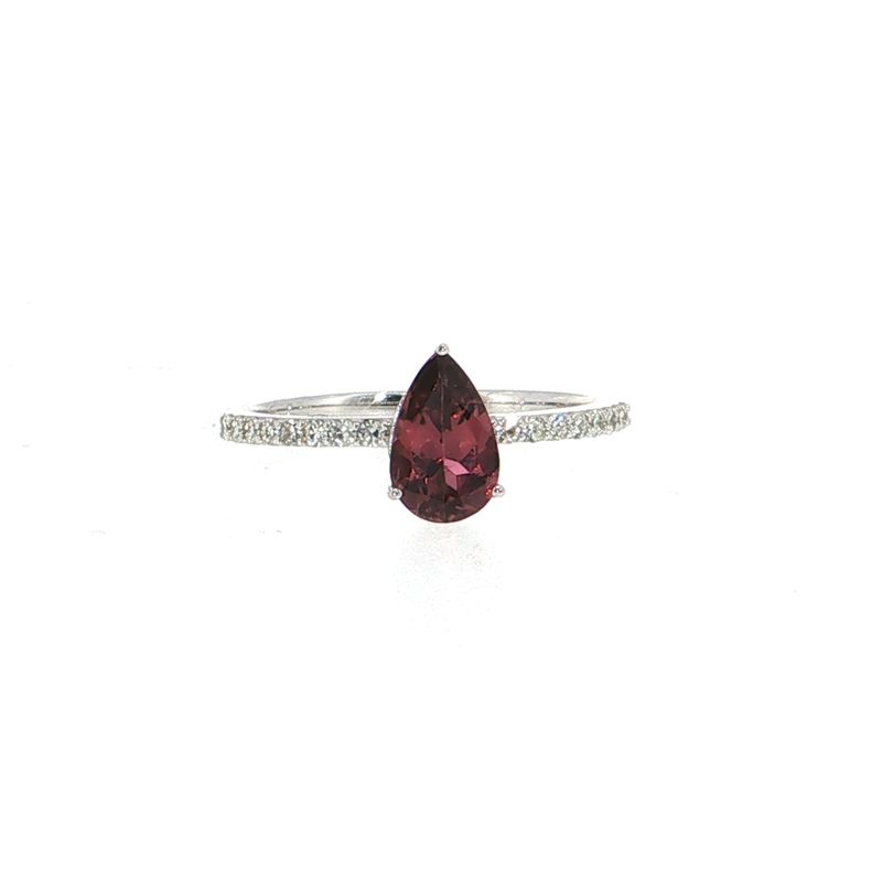 Anillo Turmalina Rosa Gota y Diamantes