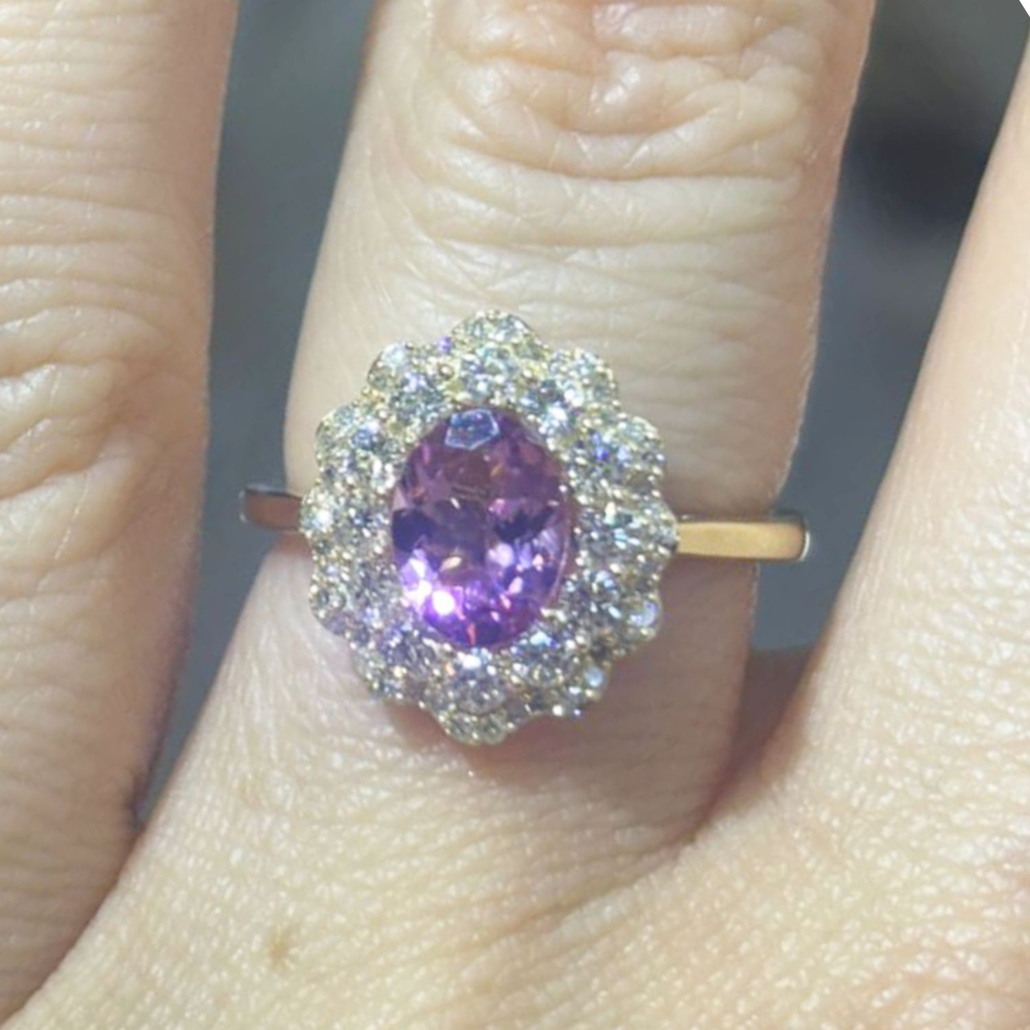 Anillo Turmalina Rosa y Diamantes