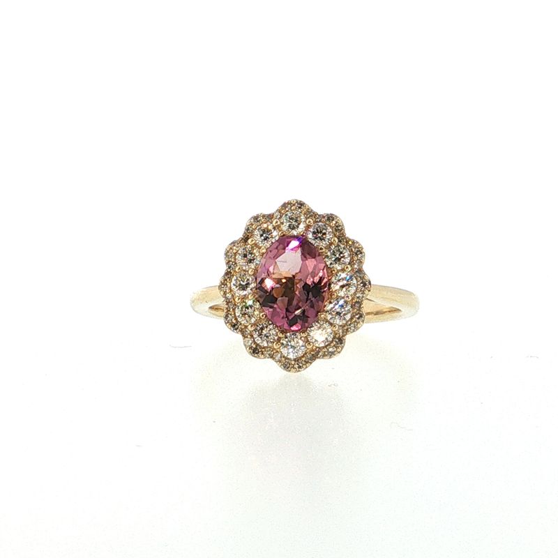 Anillo Turmalina Rosa y Diamantes