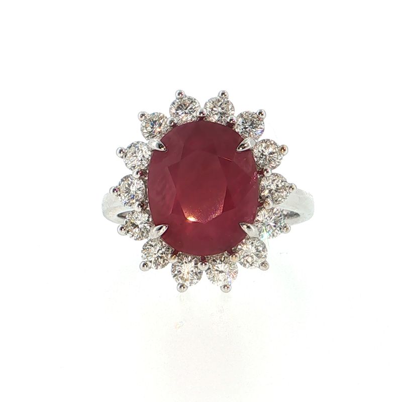 ​Anillo Lady Di Rubí y Diamantes