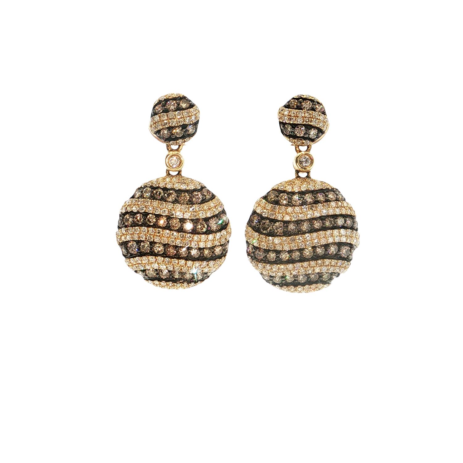 ​Aretes Diamantes Chocolates y Diamantes Blancos