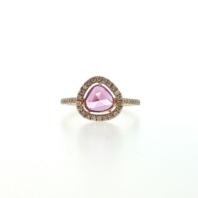 Anillo Zafiro Rosa y Diamantes
