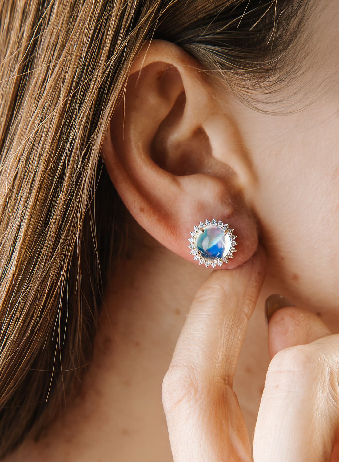 Aretes Moonstone y Diamantes