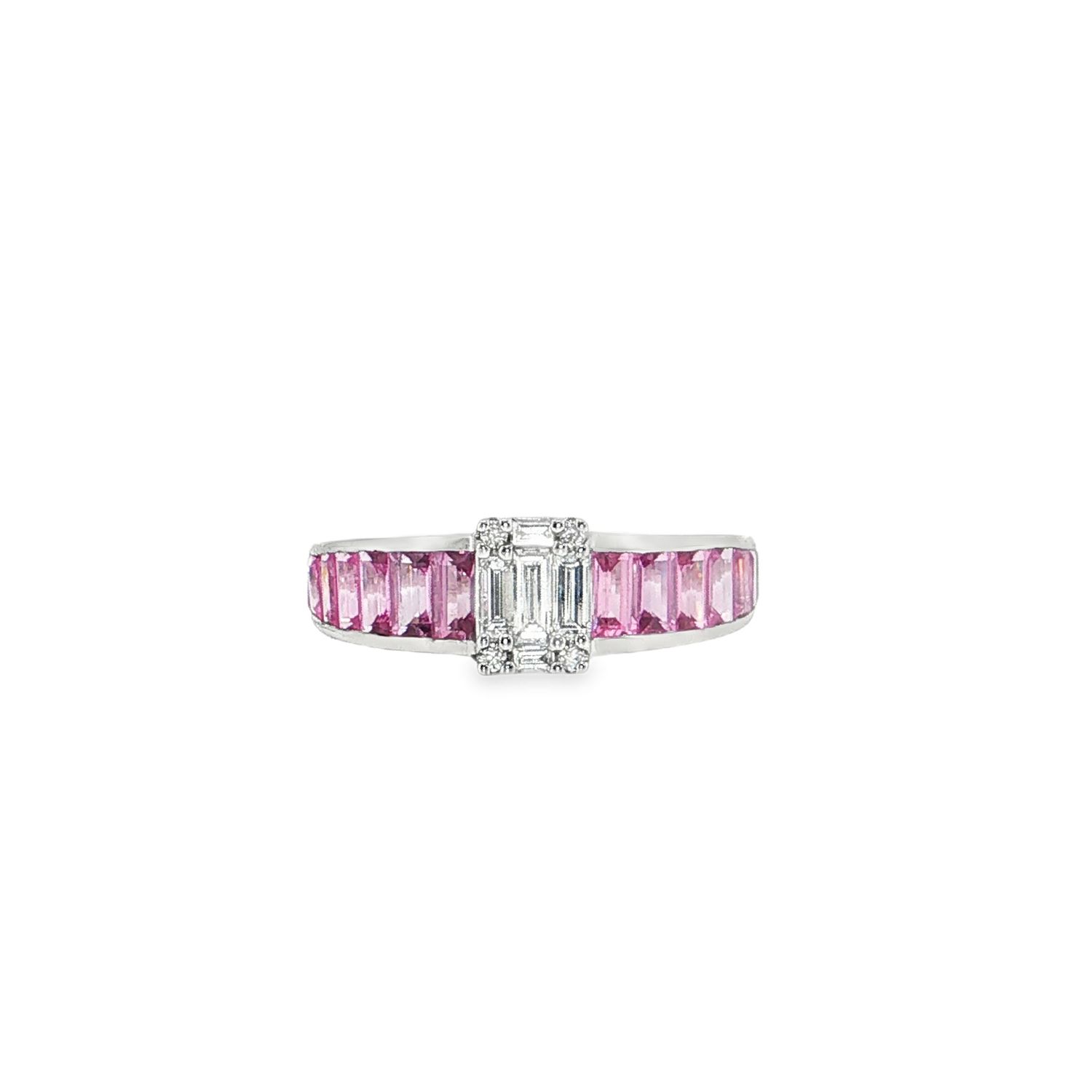 Anillo Zafiros Rosas y Diamantes
