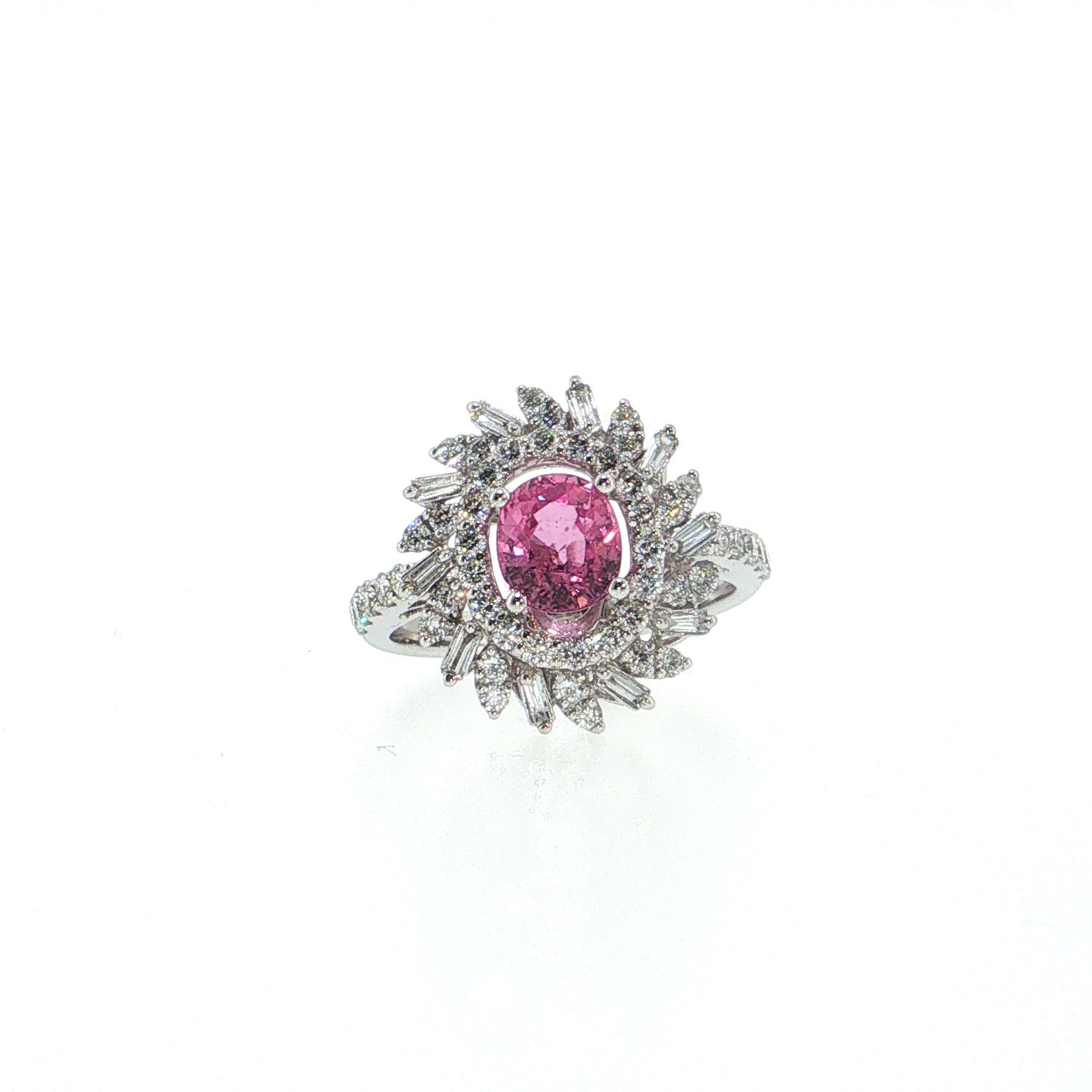Anillo Zafiro Rosa y Diamantes