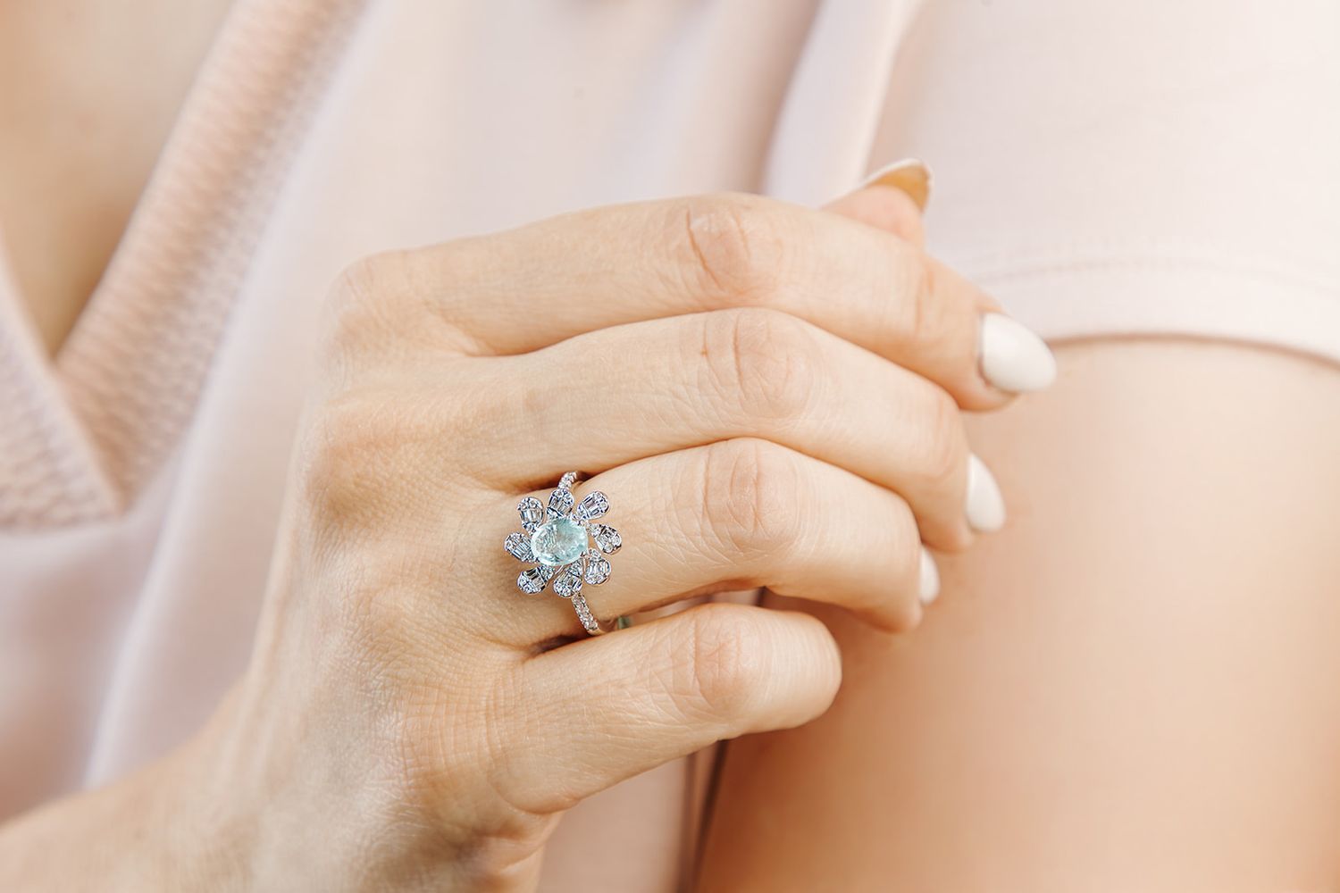 Anillo Turmalina Paraiba y Diamantes