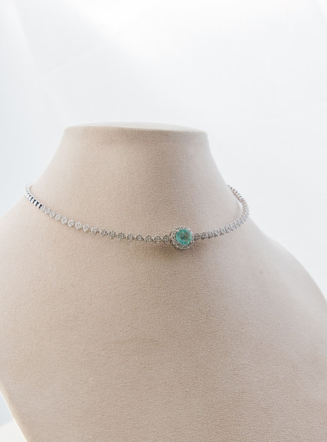 Choker Turmalina Paraiba y Diamantes
