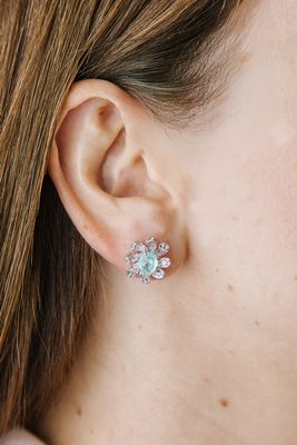 Aretes Turmalinas Paraiba y Diamantes