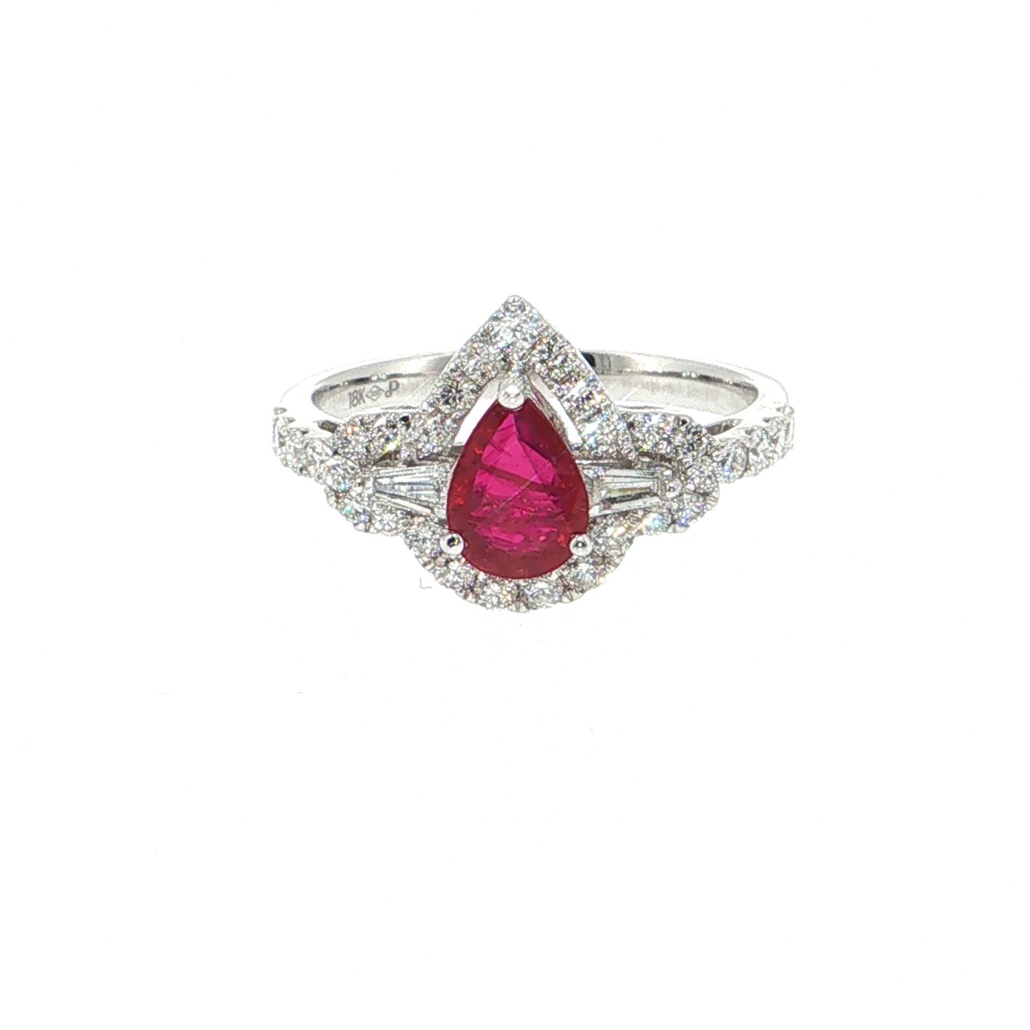Anillo Rubí Gota y Diamantes