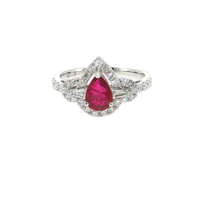Anillo Rubí Gota y Diamantes