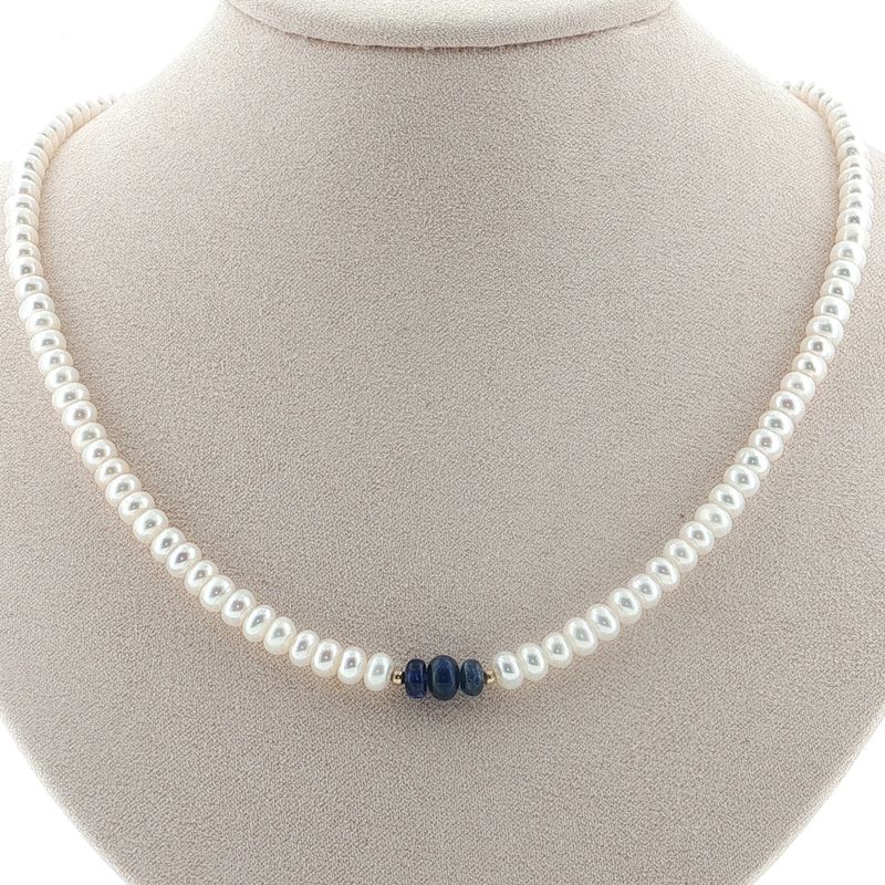 Collar Perla BIWA y Zafiro