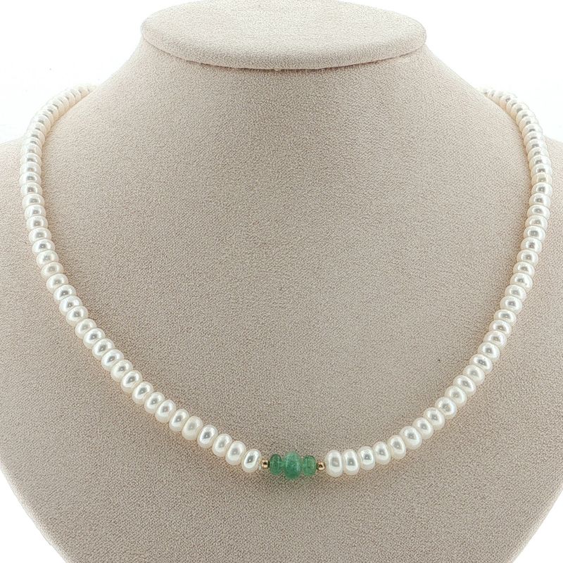 Collar Perla BIWA y Esmeralda