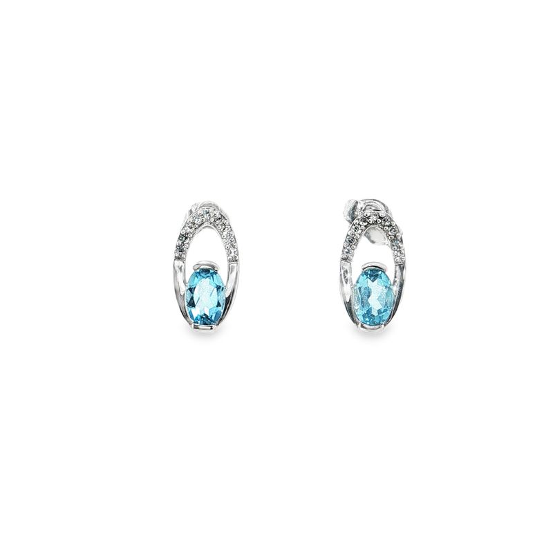 Aretes Topacios Azules y Diamantes