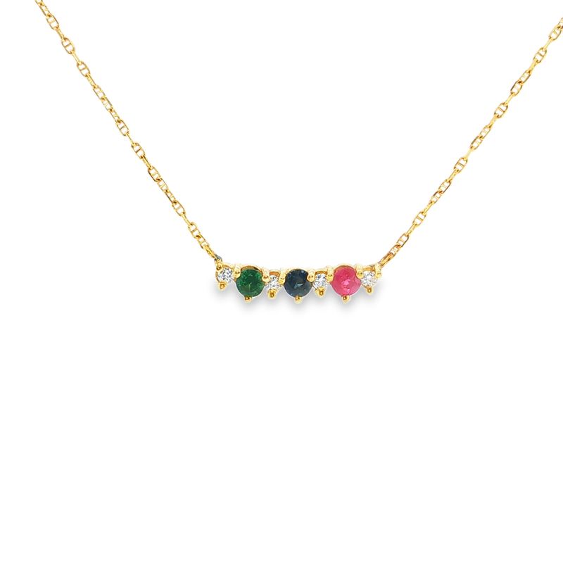 Collar Rubí, Esmeralda, Zafiro y Diamantes