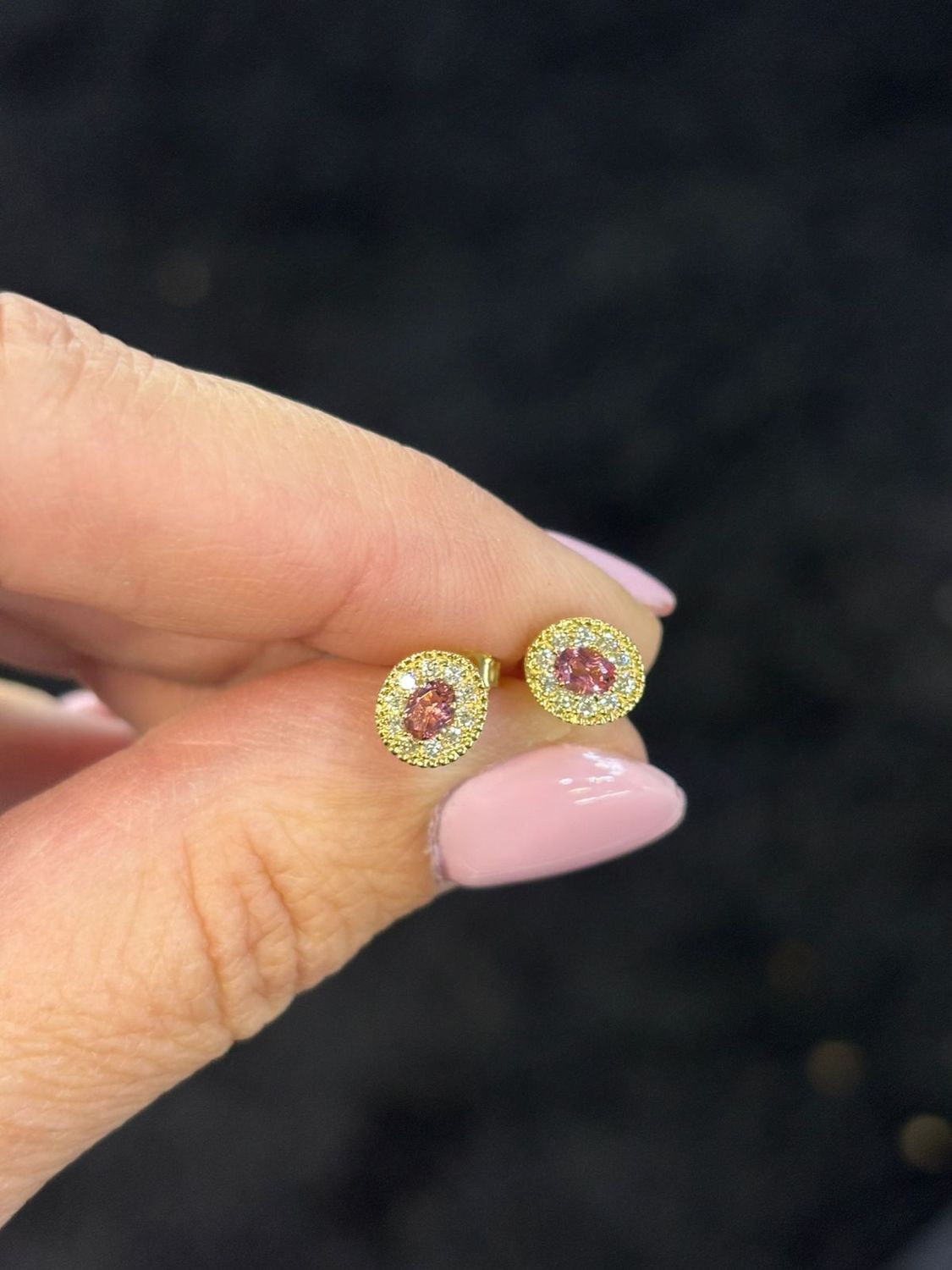 Aretes Turmalina Rosa y Diamantes