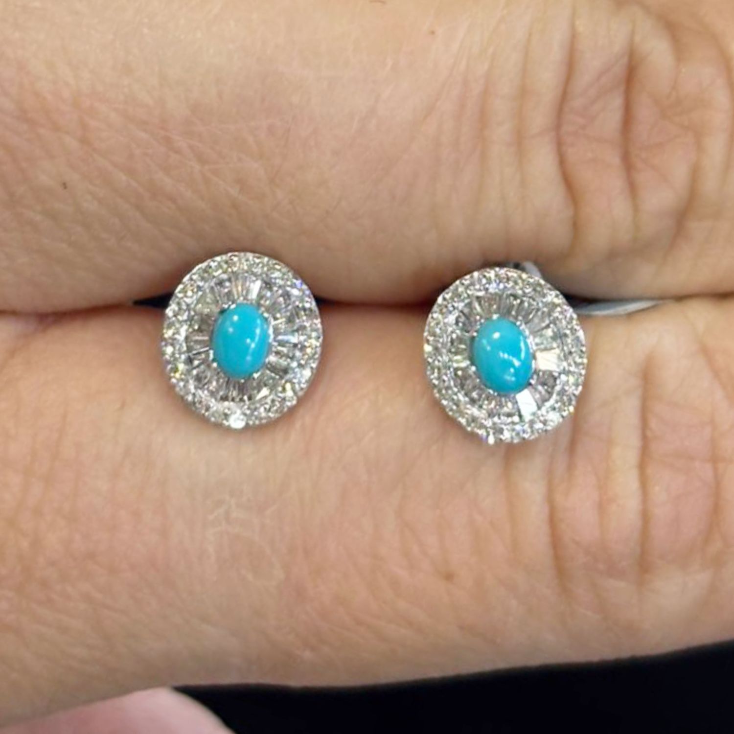 ​Aretes Turquesas y Diamantes