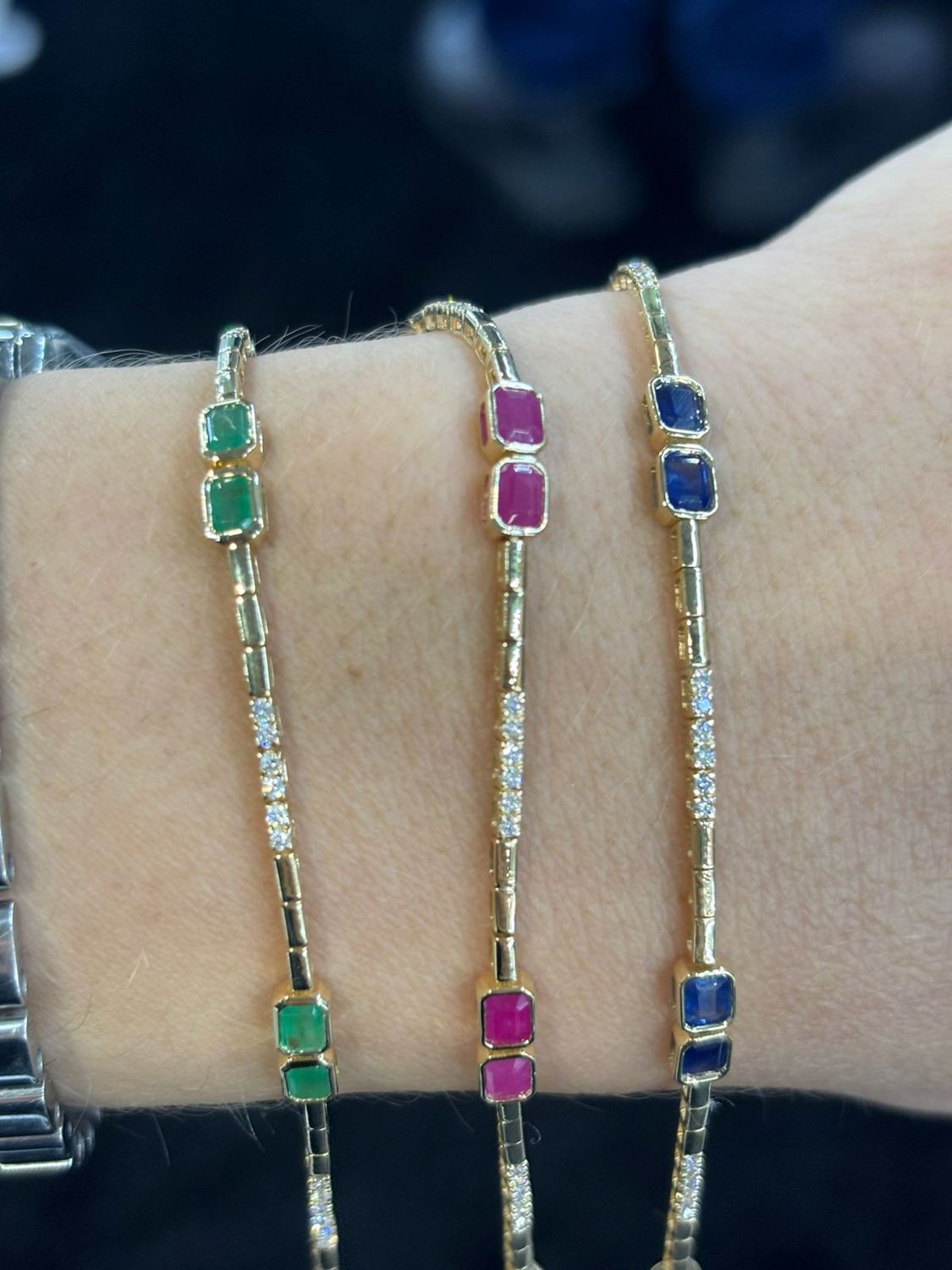 Pulsera Esmeraldas, Rubíes o Zafiros y Diamantes