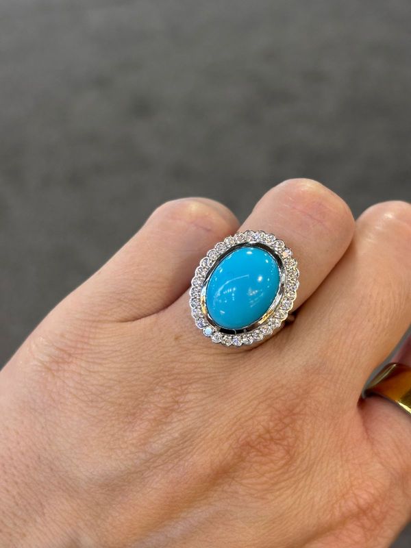 Anillo Turquesa y Diamantes