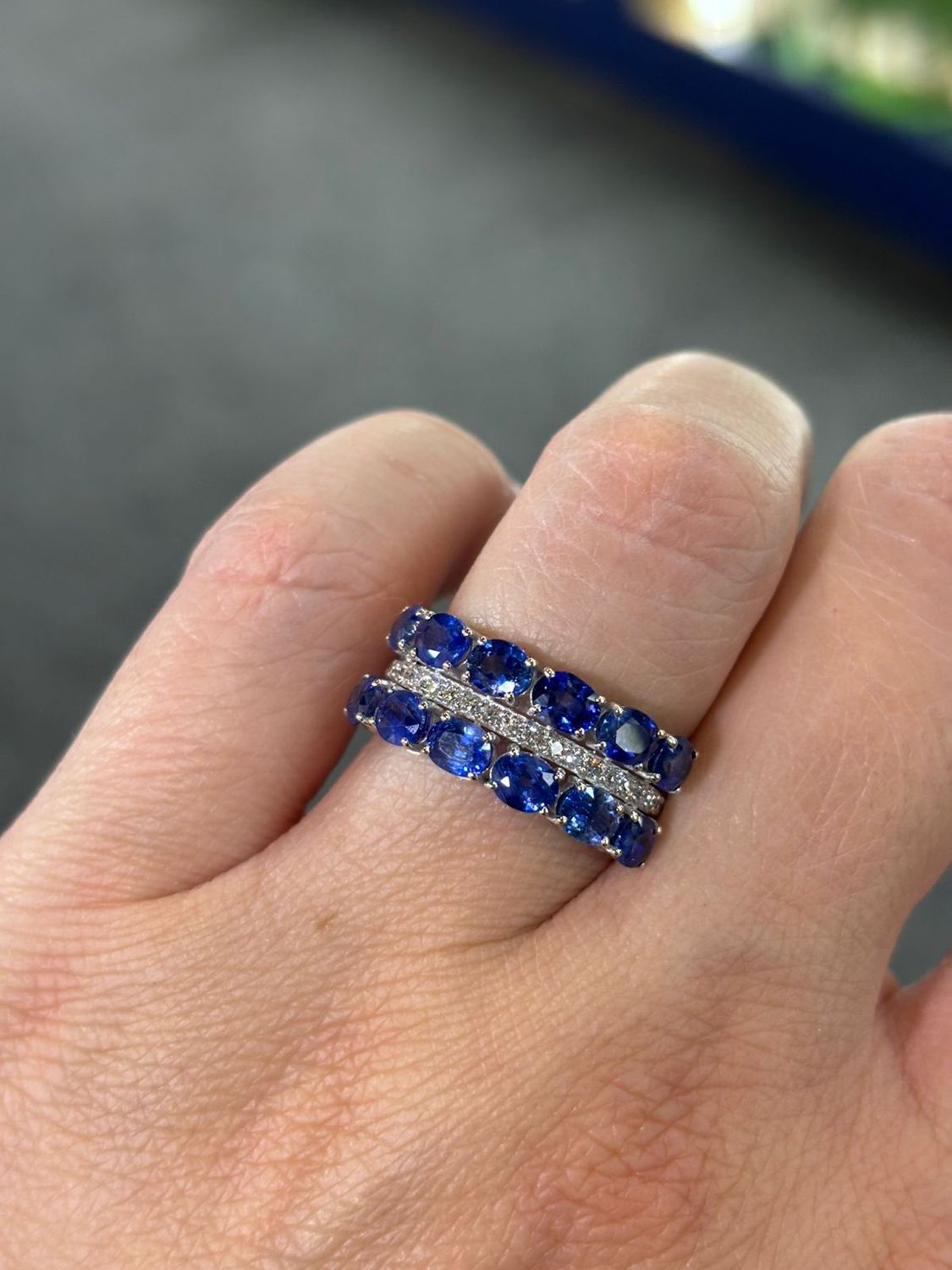 Anillo Zafiros y Diamantes