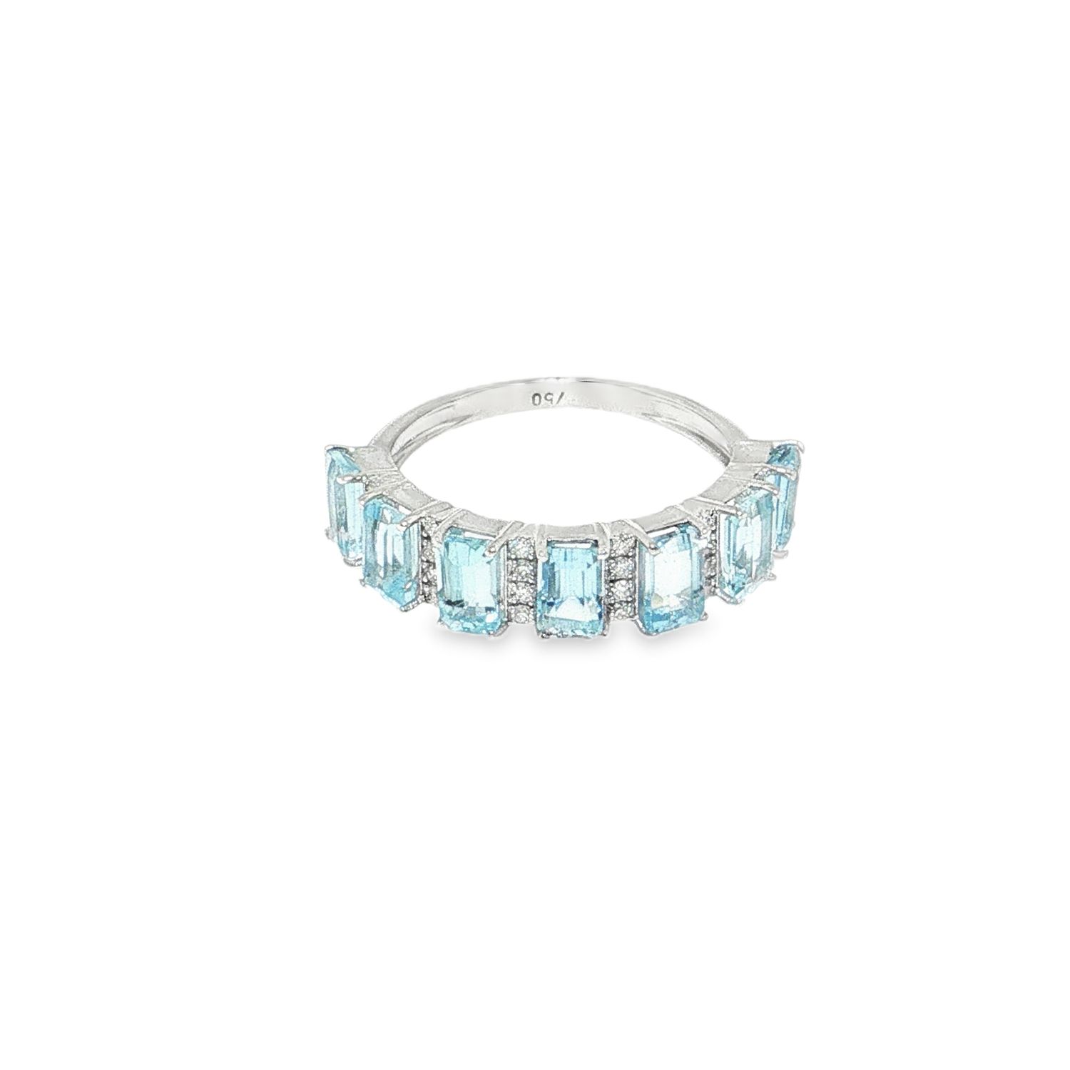 ​Anillo Churumbela Aguamarinas y Diamantes