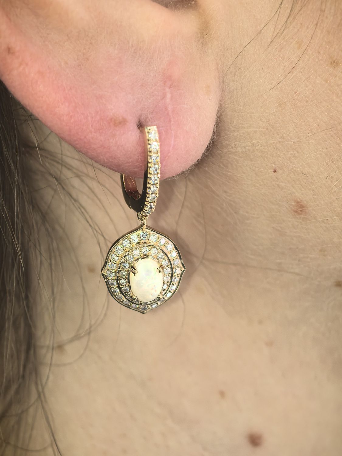 ​Aretes Opalos y Diamantes