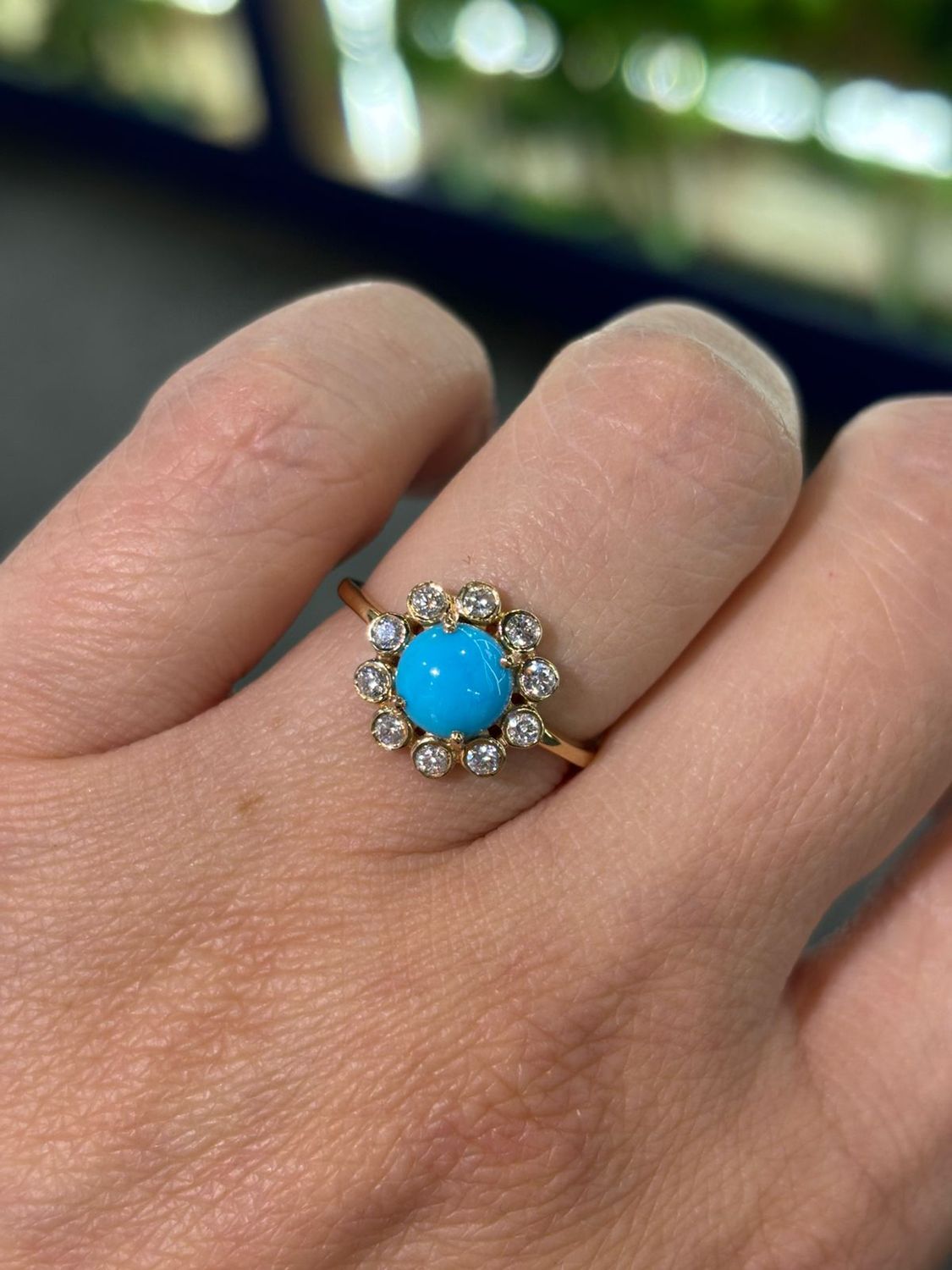 ​Anillo Turquesa y Diamantes