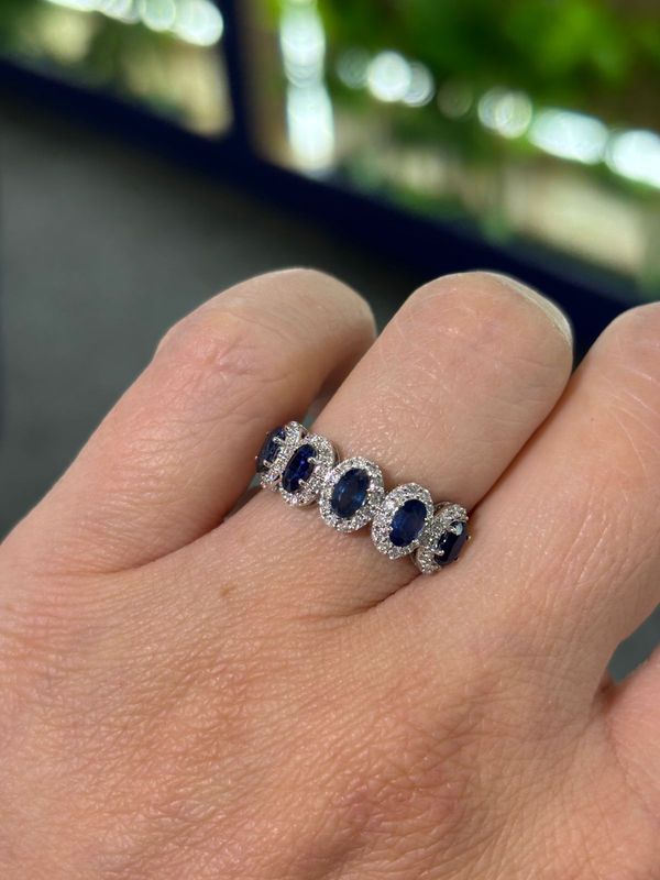 ​Anillo Churumbela Zafiros y Diamantes
