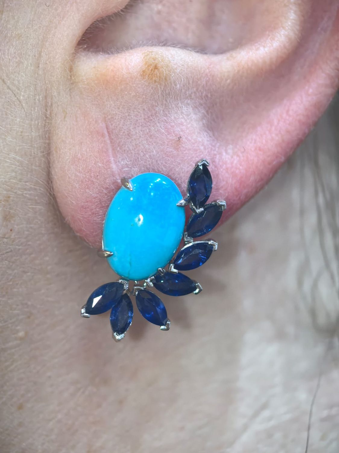​Aretes Turquesas y Diamantes