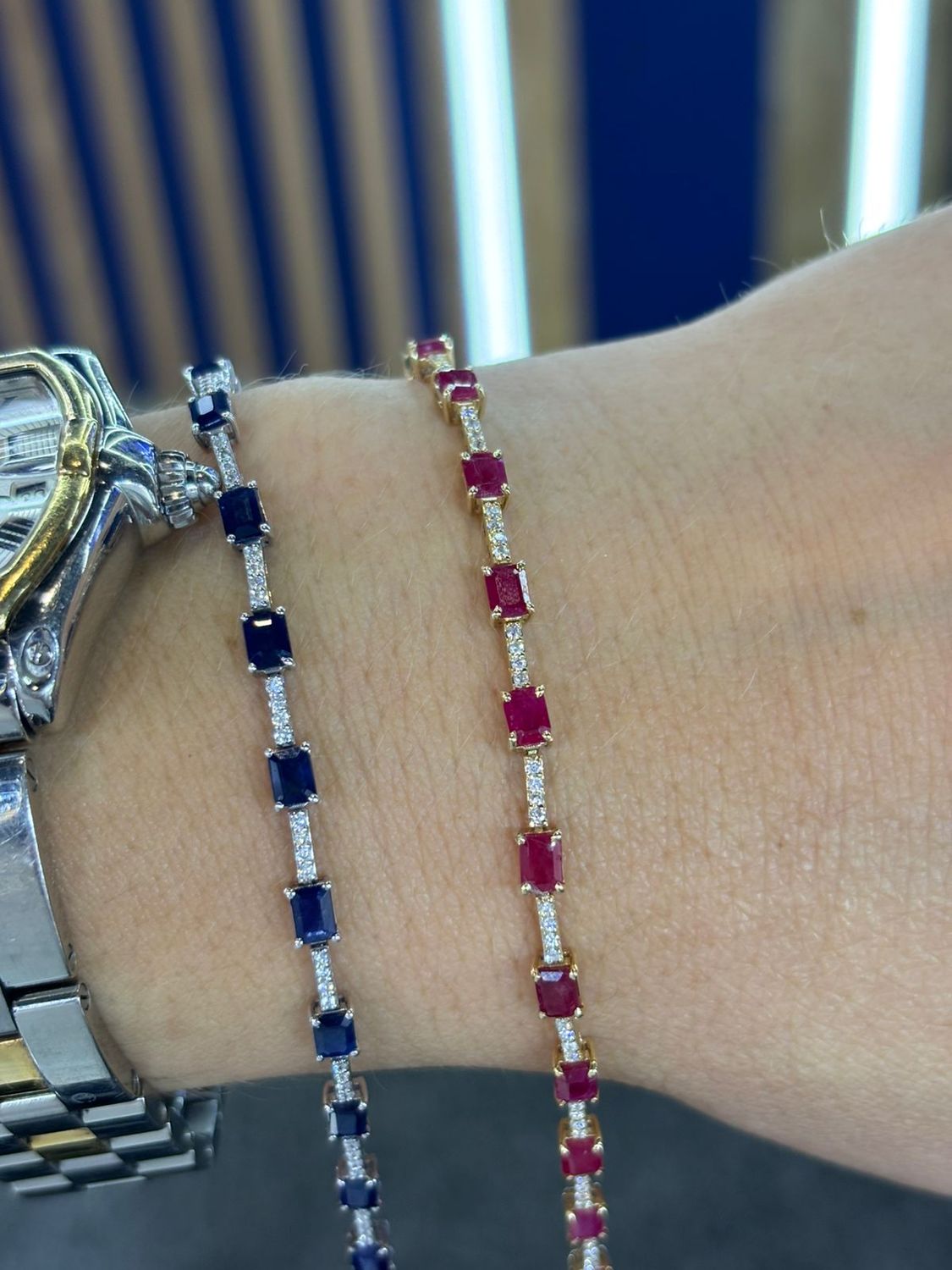 Pulsera Zafiros o Rubíes y Diamantes