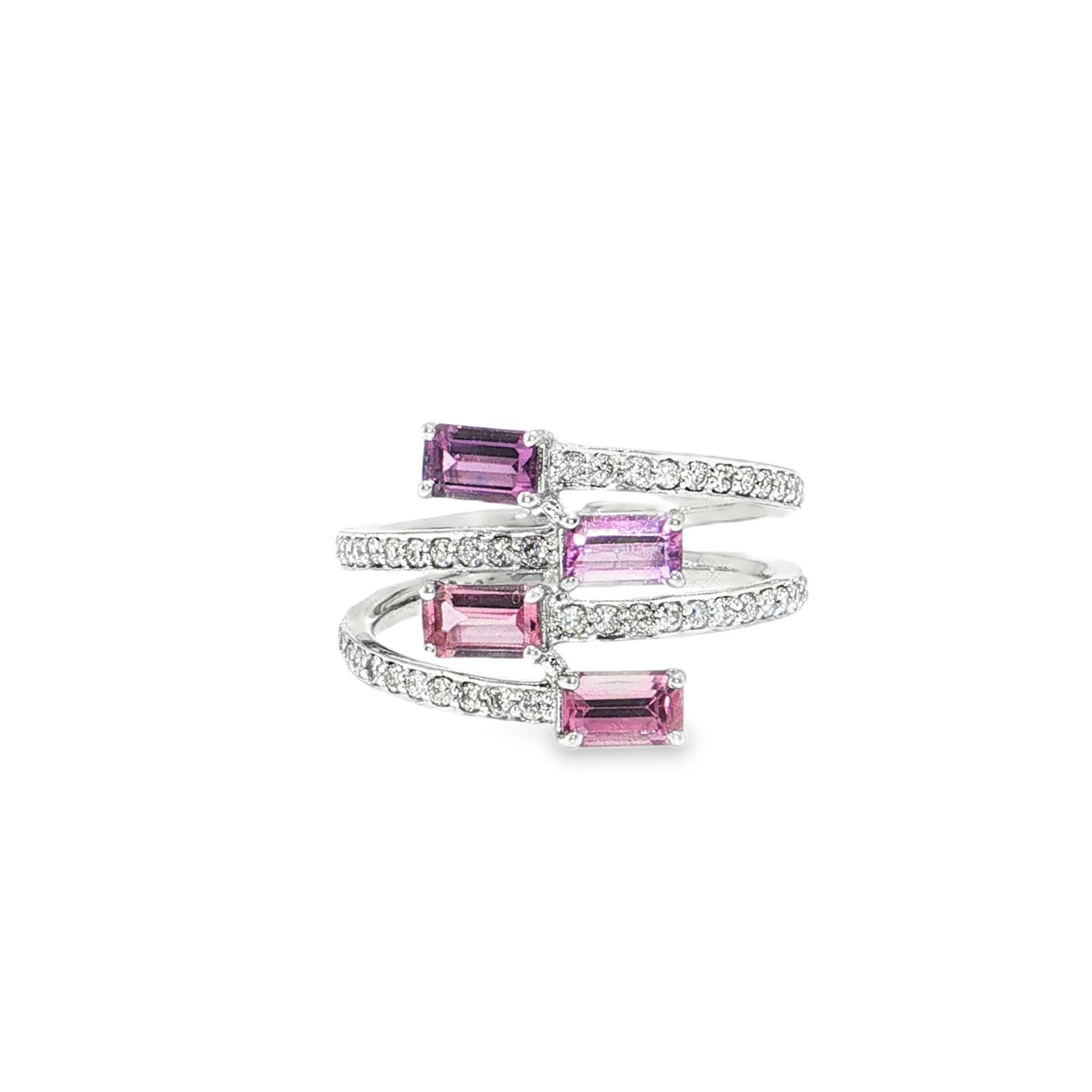 ​Anillo Zafiros Rosas y Diamantes
