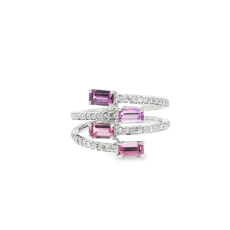 ​Anillo Zafiros Rosas y Diamantes
