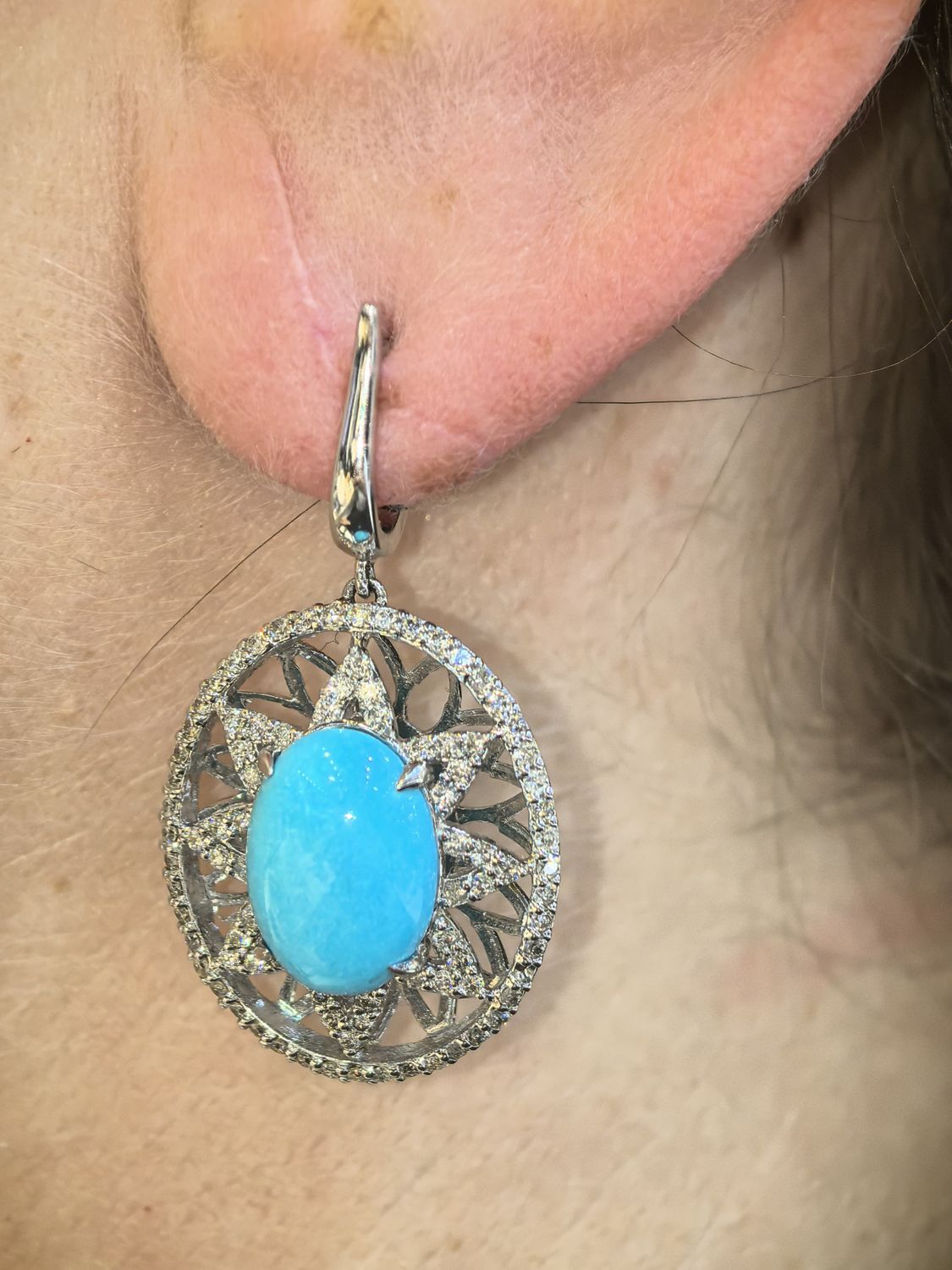 ​Aretes Turquesas y Diamantes