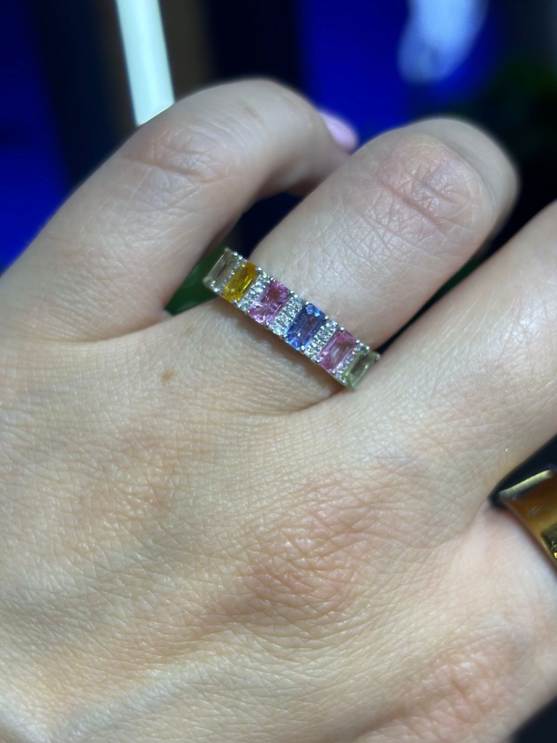 Anillo Churumbela Zafiros Multicolor y Diamantes