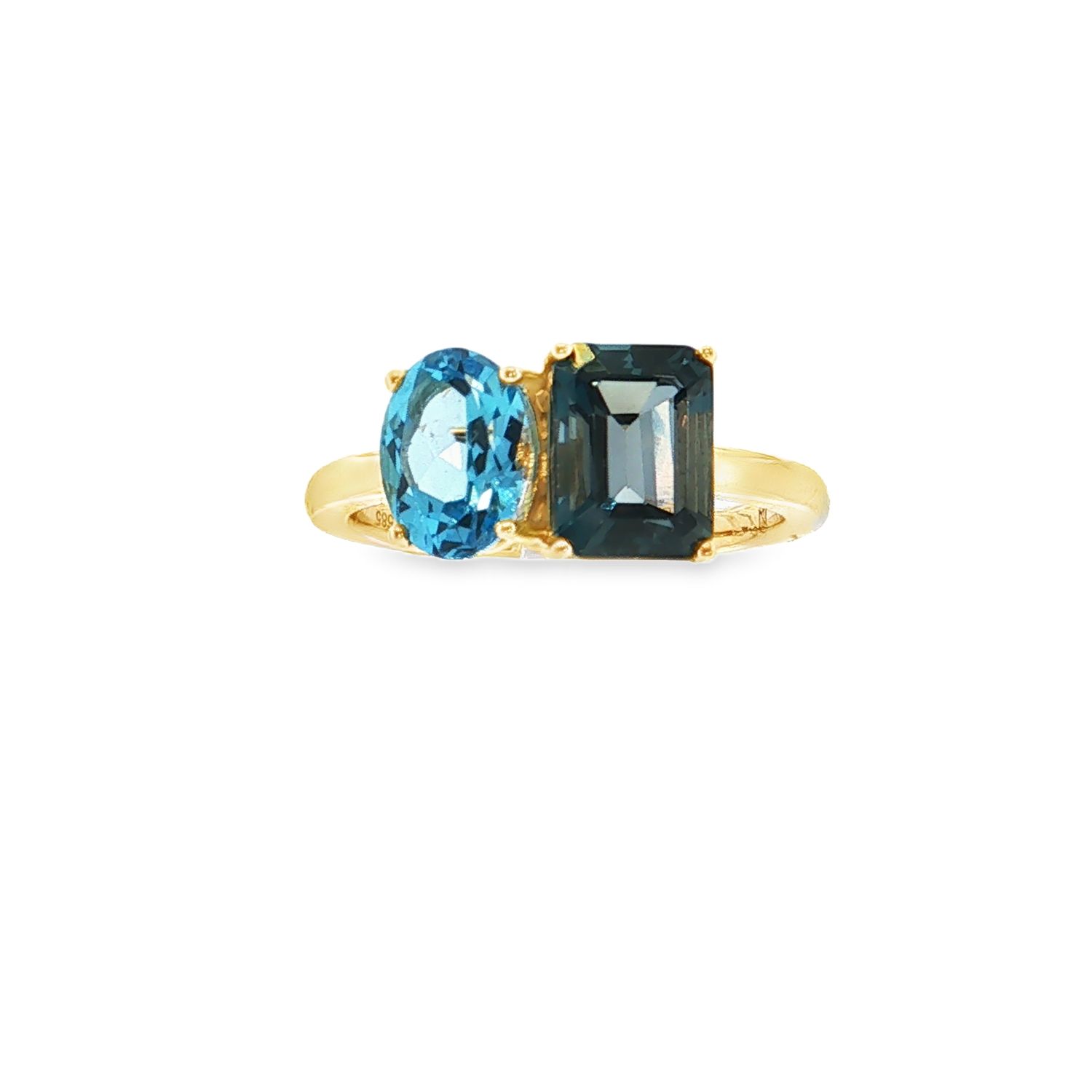 ​Anillo Topacio Azul y Topacio London Blue