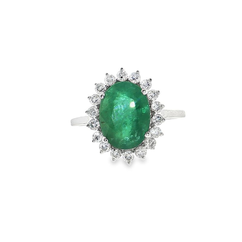 Anillo​ Lady Di Esmeralda y Diamantes