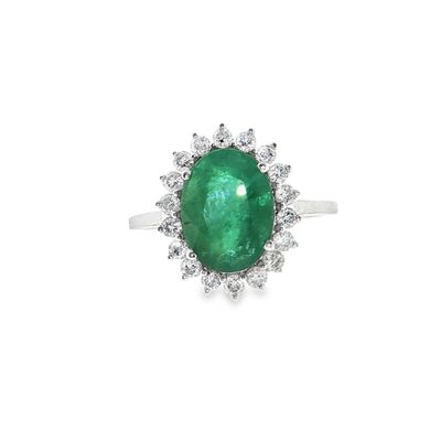 Anillo​ Lady Di Esmeralda y Diamantes