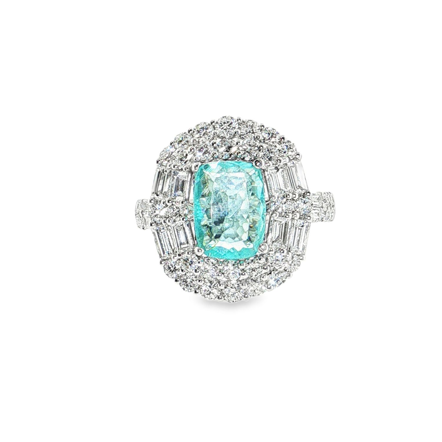 ​Anillo Turmalina de Paraiba y Diamantes
