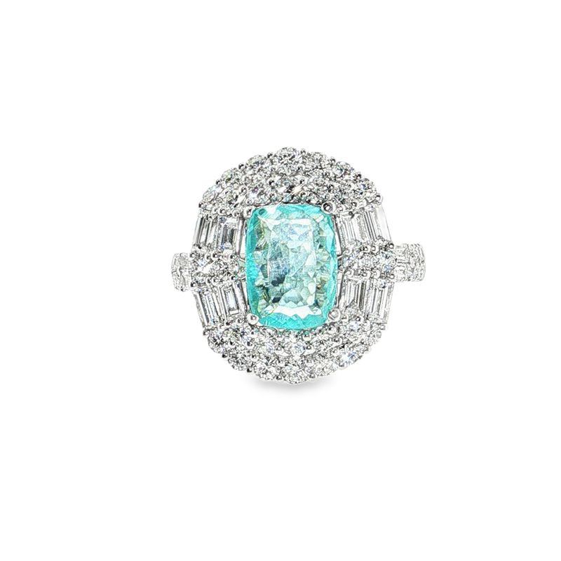 ​Anillo Turmalina de Paraiba y Diamantes