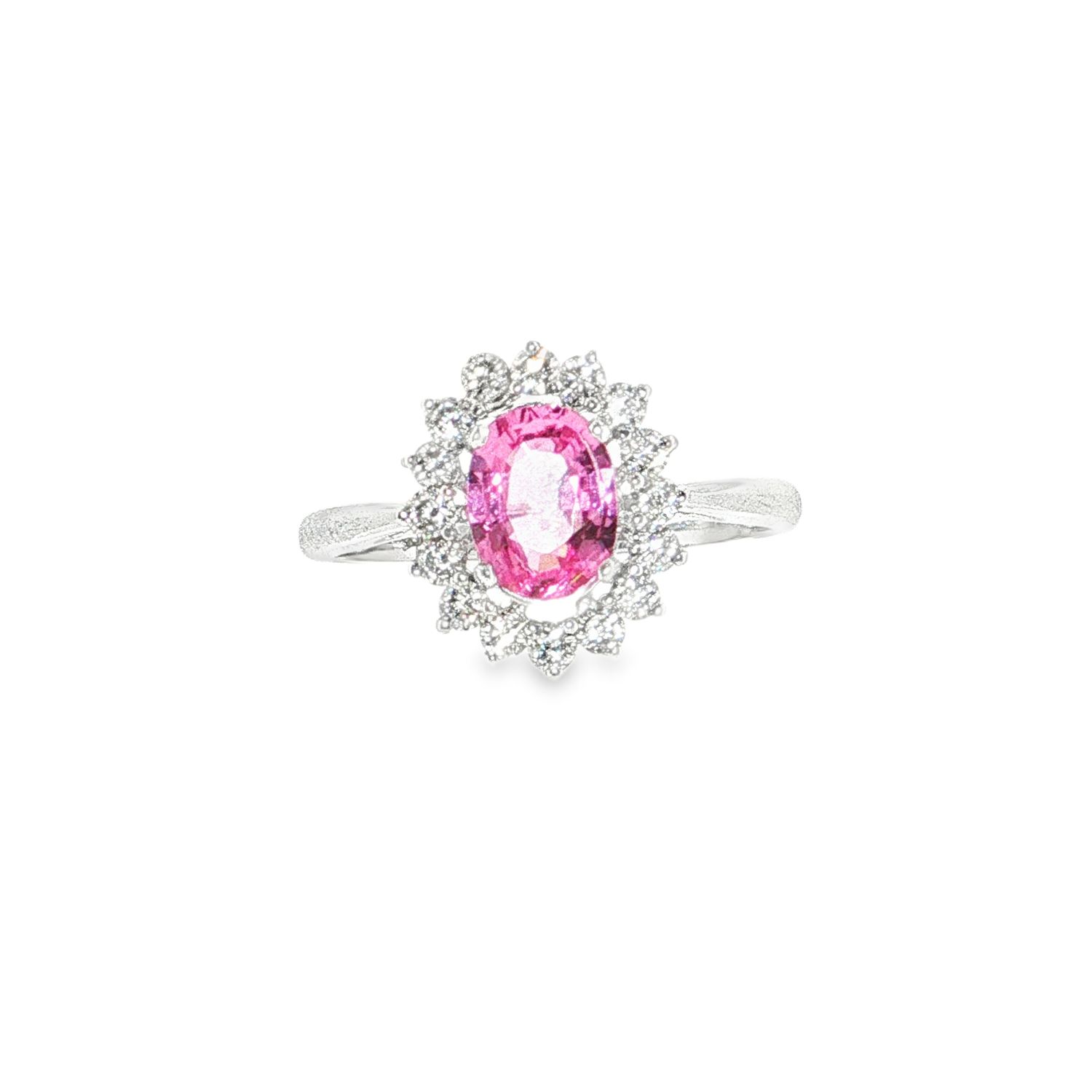 Anillo Zafiro Rosa y Diamantes