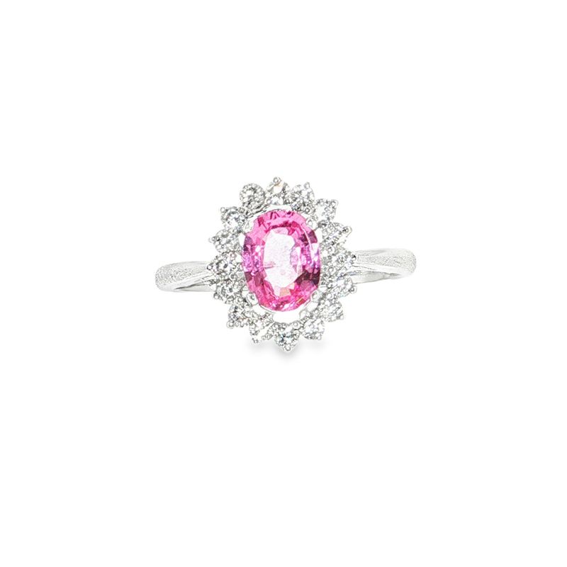 Anillo Zafiro Rosa y Diamantes