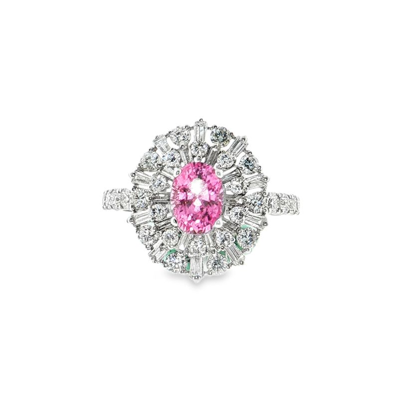 Anillo Zafiro Rosa y Diamantes