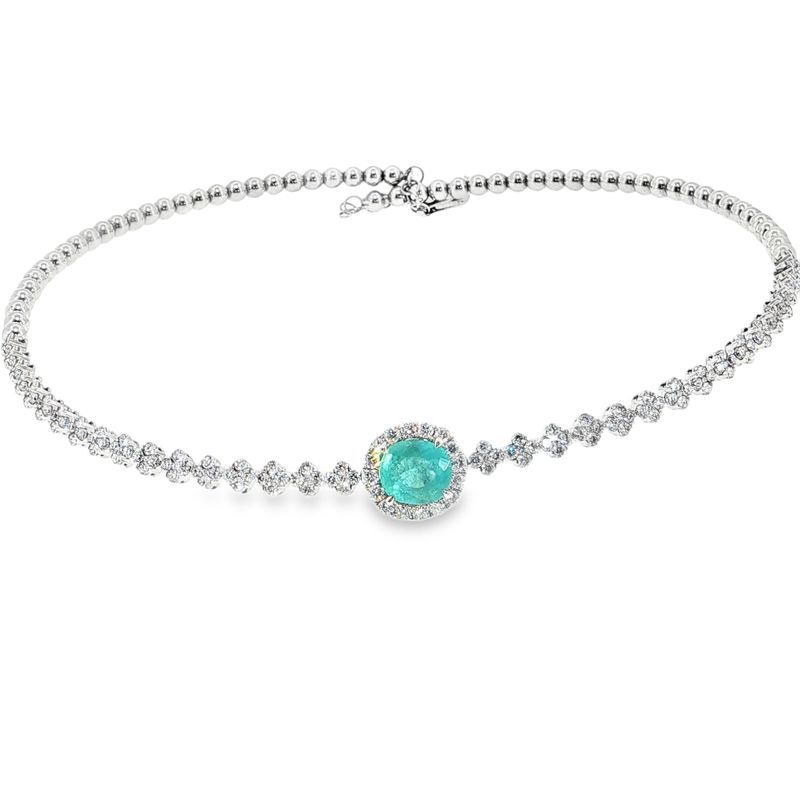 Choker Turmalina de Paraiba y Diamantes
