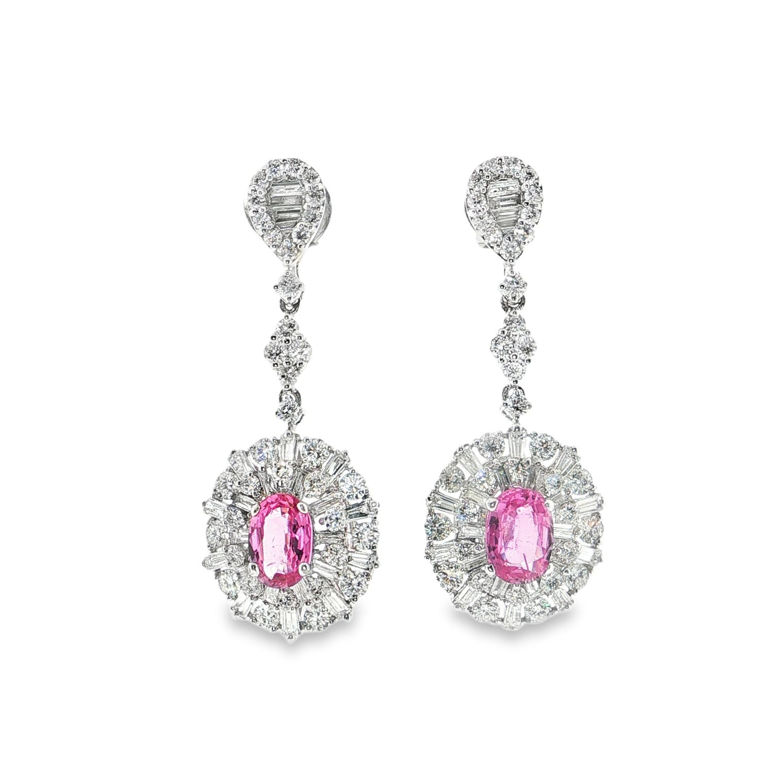 Aretes Zafiros Rosas y Diamantes