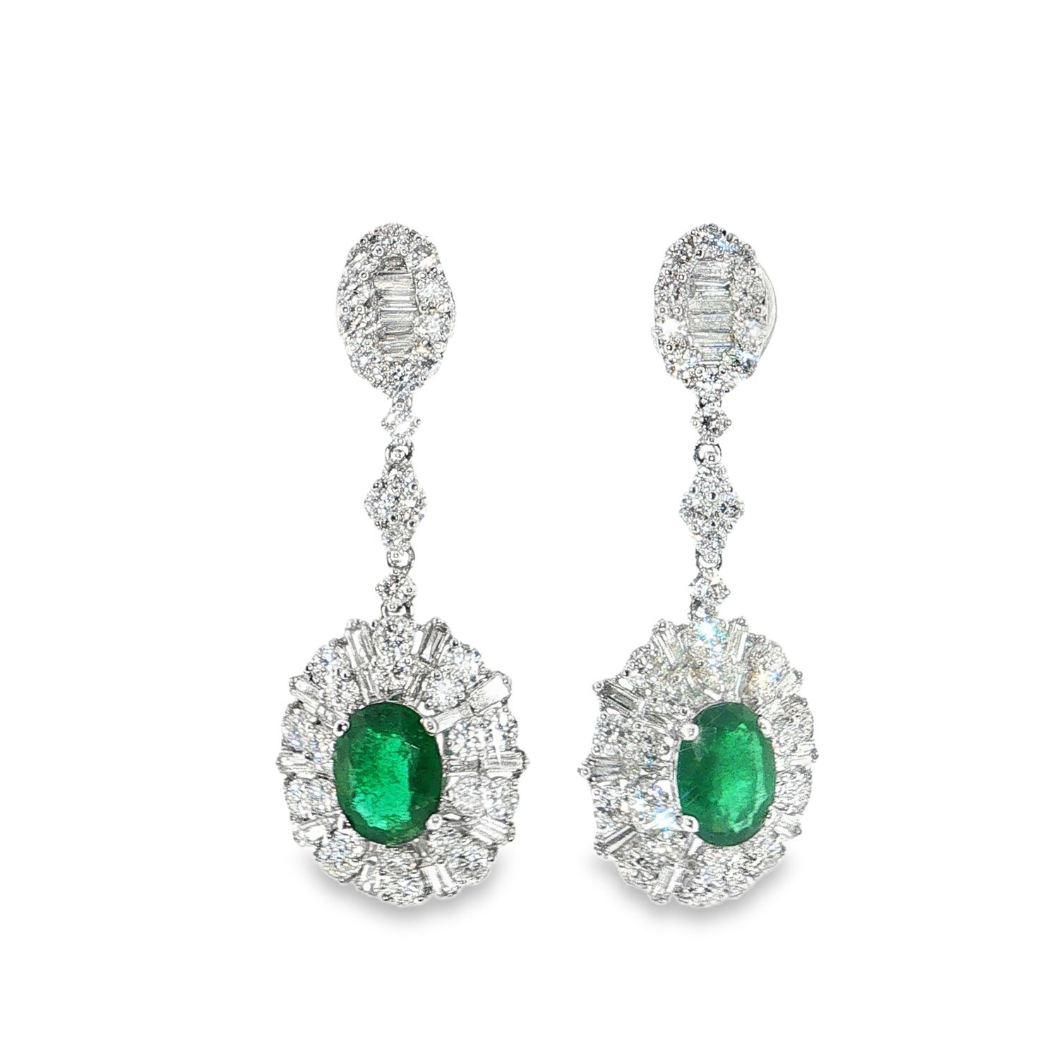 Aretes Esmeralda y Diamantes