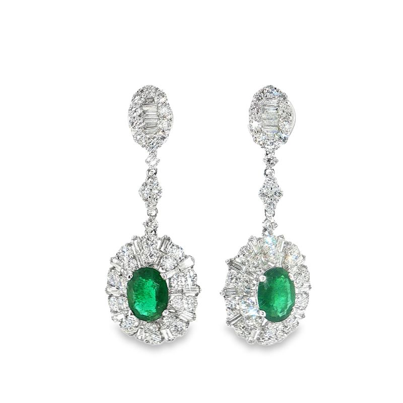 Aretes Esmeralda y Diamantes