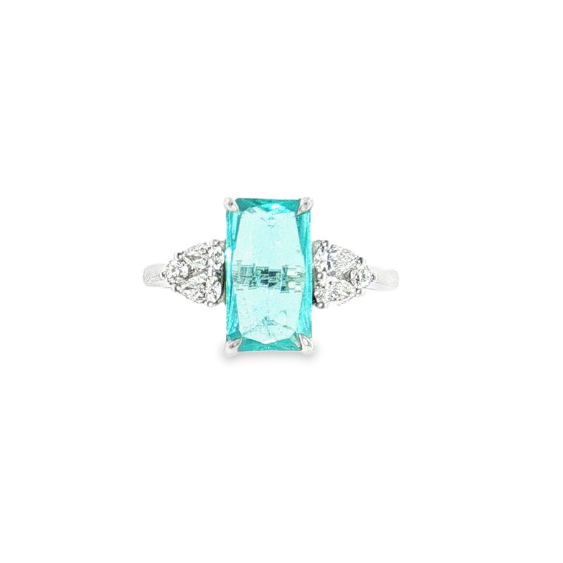 Anillo Turmalina de Paraiba y Diamantes