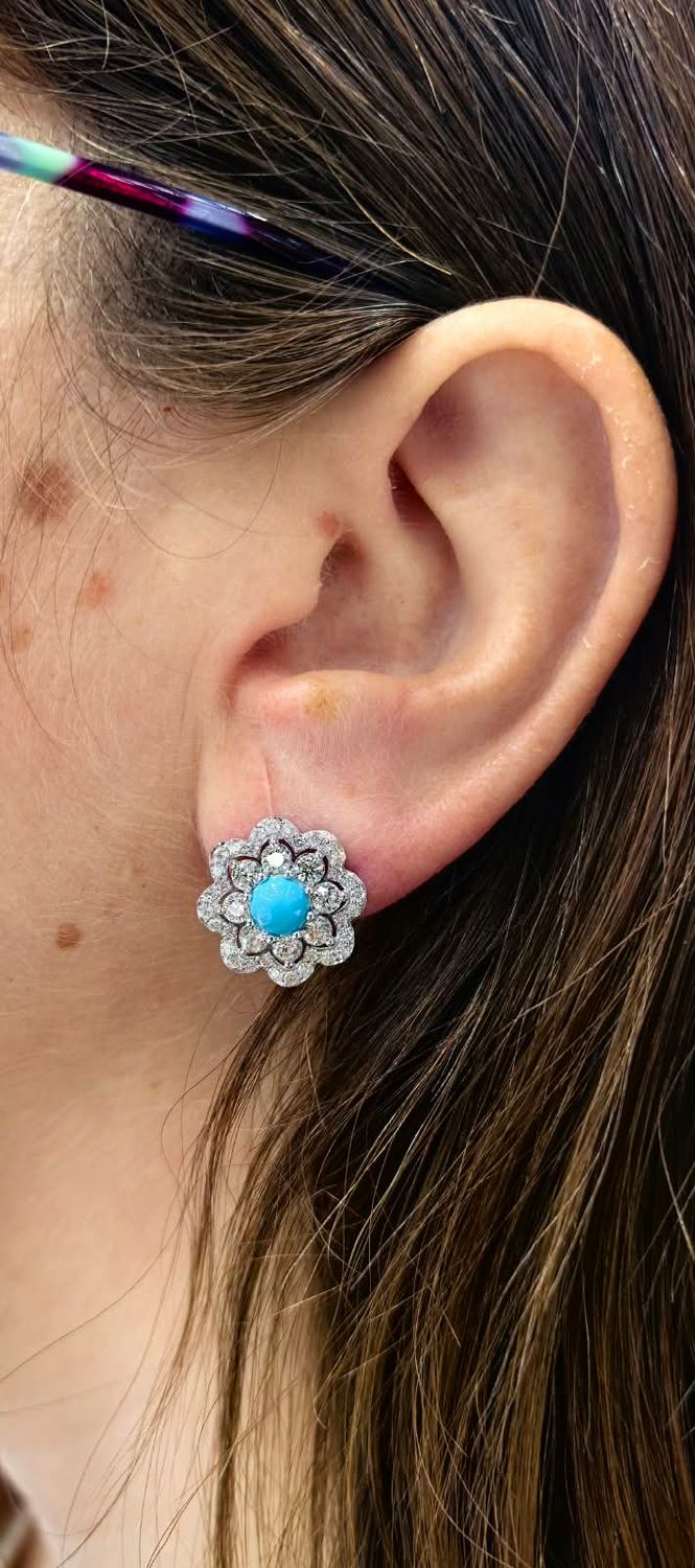 Aretes Turquesas y Diamantes