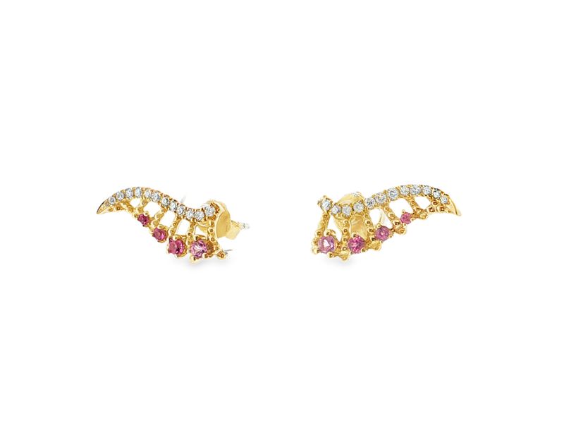 Aretes Zafiros Rosas y Diamantes