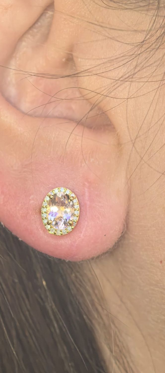 Aretes Morganita y Diamantes